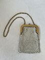 MESH WHITING & DAVIS CO Handtasche Vintage Metall Weiß 1960er 60s Mad Men Style