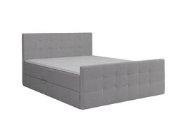 Boxspringbett Schlafzimmerbett PARIS 160x200 GRAU Bettkasten + Topper SOFORT