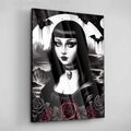 Leinwandbild Poster Acryl Glas Pop-Art Emo Lisa Gothik Gemälde Schwarzweissbild