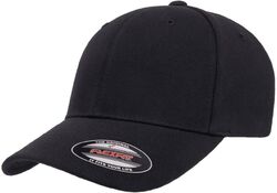 Original FLEXFIT® Wooly Black/Black Combed S/M Baseball Cap / Mütze / Kappe