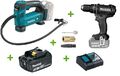 Makita Set 18V DMP180Z Akku-Kompressor + DHP482Z Schlagbohrschrauber + Akku/Lad.