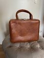 Vintage Koffer Tasche fest braun Leder 