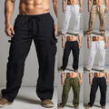 Herren Cargohose Leinen Sommerhose Jogginghose Leinenhose Sporthose Sweatpant DE