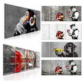 Banksy Affe Mario Graffiti VLIES LEINWAND DEKO BILDER XXL WANDBILD WOHNZIMMER