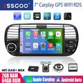 DAB+ 64G 7" Apple Carplay For 2007-15 Fiat 500 Android 13 Autoradio GPS Kam RDS