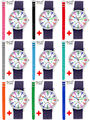 Armbanduhr Kinder Mädchen Jungen Uhr Lernuhr 2 Armbänder violett + 1 zur Auswahl