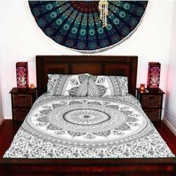 Indisches Mandala Bettbezug Boho Bettwäsche Set Super King Size Decke Aus