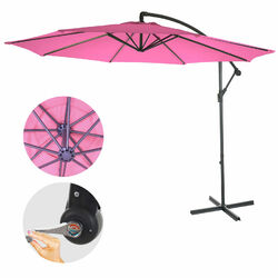 Sonnenschirm Acerra, Ampelschirm, Ø 3m neigbar, Polyester/Stahl, pink-rosa