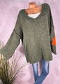 NEU GrobStrick long Pullover Außennaht Italy Mohair Wolle KHAKI 40 42 44 46