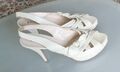 Prada Damen Leder Plateau Schuhe Slingback Creme Weiß Gr 40,5 Schleife neuwertig