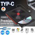 USB 3.0 Externes CD/DVD Laufwerk Brenner Player mit Type C für Laptop PC Windows