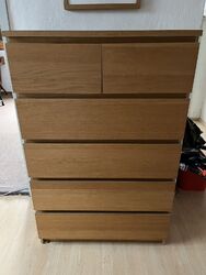 ikea Malm Kommode Eichenfurnier mit 6 Schubladen 80x123 cm (2. Artikel)