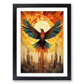 Phoenix geometrische Wandkunst Druck gerahmt Leinwand Bild Poster Dekor Wohnzimmer