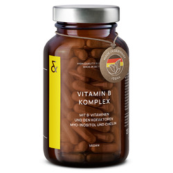 Vitamin B Komplex Hochdosiert - alle B-Vitamine Cholin & Inositol - 120 Kapseln