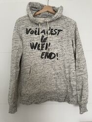 H&M Sweatshirt Hoodie Meliert Gr.36 S Weiß Grau