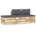 Garten Lounge Set mit Kissen Sofa Gartenmöbel 3-tlg. Imprägniertes Holz vidaXL