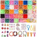 2500+ Loom Bänder Set, 40 Rastern Bunte Gummibänder Kit für Armbänder, DIY