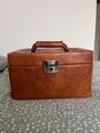 Koffer, Tasche, Kosmetikkoffer Leder Vintage Retro Braun Spiegel 1970s