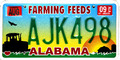 Alabama Farming Feeds Nummernschild License Plate USA AJK498 Originalbild