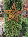 Edelrost Gartenstecker Sterne im Stern Advent Figur Dekoration Metall Winter