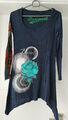 DESIGUAL Gr. 34 XS Tunika Langarmshirt Spitze Top Longsleeve Sweatshirt Shirt