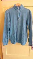 Herren Pullover Gr L /  Blau Reißverschluss langärmelig Kragen Kitaro