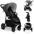 Kinderwagen Lionelo Natt Buggy bis 22 kg Verstellbarer Griff Grau Schwarz GUT