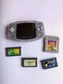 Nintendo GameBoy Advance Konsole + 4 SPIELE / Transparent Blau Glacier / TOP GBA