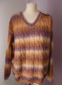 Red Button*Pullover*Grobstrick*beige-orange-lila*gestreift* Zopfmuster*Gr. L