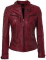 Maze Damen Lederjacke tailliert im Biker Look aufwendige Details MJ-31-Ryana 