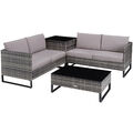 Rattanlounge Ostuni Rattan-Lounge Lounge-Set Lounge-Gruppe grau B-Ware