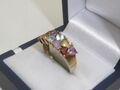 375 Gold Ring 9K Gelbgold 3,45g Goldring bunte farbige Steine RG 60 - 19 mm 8123