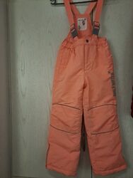 Skihose Gr. 128 Schnee Hose Thermohose Orange Hosenträger