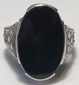 B0793 - Großer 835er Silber Ring / Siegelring Onyx Art Deco Schmuck - 6,26 g