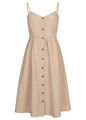 VILA Damen Kleid V-Neck Viskose Leinen Dress mit Knopfleiste beige B22050140	