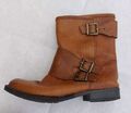 Stiefel Carvela Kurt Geiger Boots Biker Stil Damen Gr.38 Cognac Leder robust Top