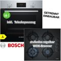 BOSCH Herdset Autark Gasherd Einbau Backofen Heißluft+Gas Kochfeld auf Glas 60cm