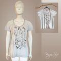 BiBA - Druck-Shirt Blusenshirt mit Grafik Print & Ziersteine XL - 46 hellgrau