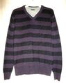 Herren Pullover Langarm V-Ausschnitt IDENTIC Gr. L (52/54) lila gestreift 