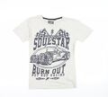 Soul Star T-Shirt weiß Grafik M Vintage Racing Style