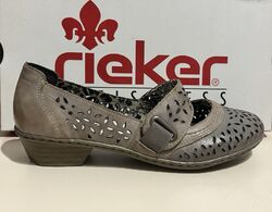 Rieker Ballerina 36 braun Kombi mit inneren Print Leder Damen 