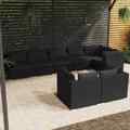 8-tlg. Garten-Lounge-Set mit Kissen Schwarz Poly Rattan