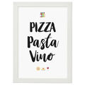 Pizza Pasta Vino Wandbild Kunstdruck Din A4 Bild Poster gerahmt Geschenkidee 