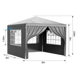 Pavillon 3x3/3x4/3x6m Wasserdicht Faltpavillon Partyzelt Gartenzelt UV Schutz DE