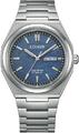 Citizen AW0130-85LE Herren Uhr Analog Eco-Drive Titan Silber Blau Tagesanzeige