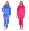 Neu Frauen/Damen Frottee Schlafanzug/PYJAMA Pink/Blau  Baumwolle Bündchen 3807