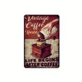 Blechschild Vintage Coffee House Leben beginnt nach Kaffee 30x20cm TE644