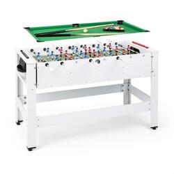 Billardtisch Kicker Spieltisch 2in1 Tischfussball Multigame inkl Zubehör weiß