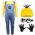 Minions Cosplay Halloween Costume Adults Kids Fancy Dress Beanie Glove Glasses