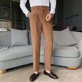 Klassische einfarbige Anzughose für Herren schmale Passform britischer Stil Hos